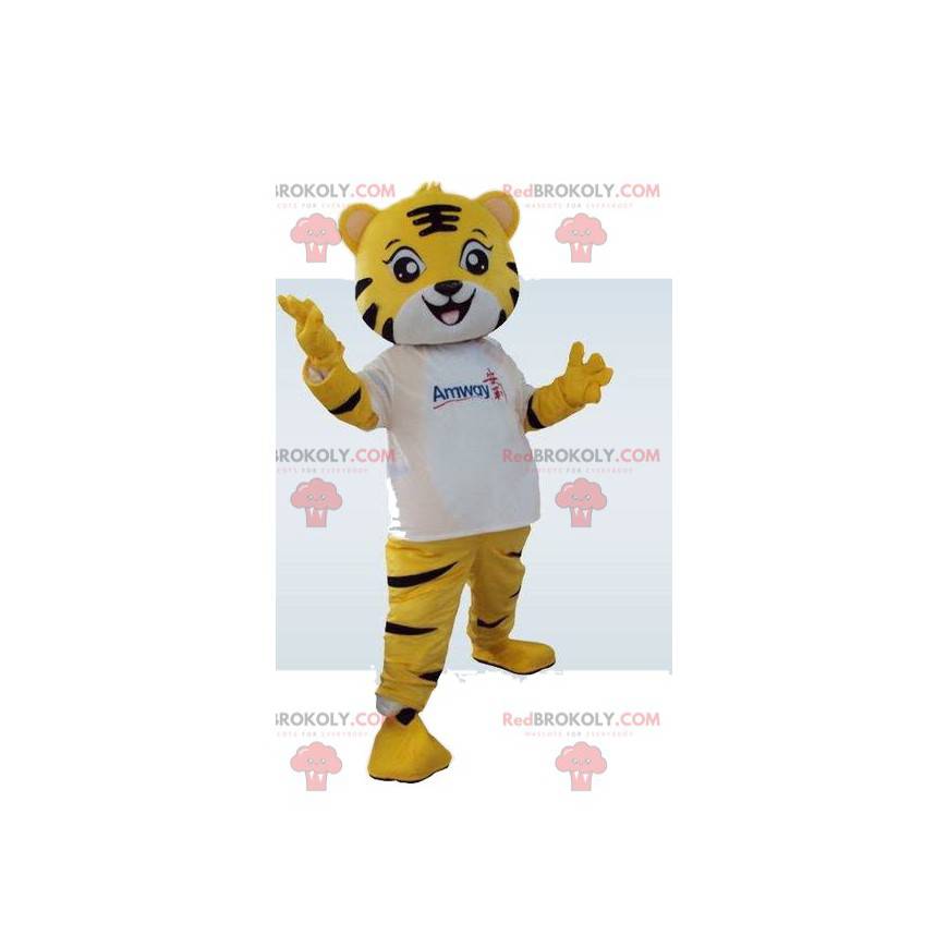 Gele tijger mascotte. Tijgerpak. tijgerpak - Redbrokoly.com