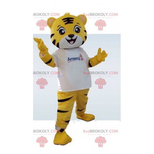 Mascotte de tigre jaune. Costume de tigre. Déguisement de tigre