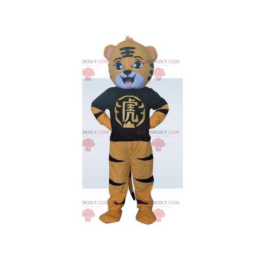 Mascotte de tigre jaune. Costume de tigre. Déguisement de tigre