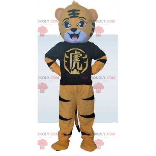 Mascotte de tigre jaune. Costume de tigre. Déguisement de tigre