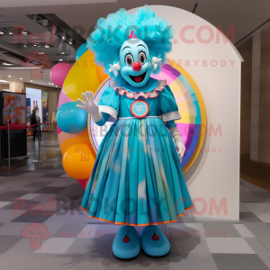 Cyan Clown mascotte kostuum...