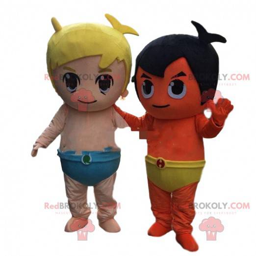 2 mascottes costumes de bébés, d'enfants. Déguisements enfants