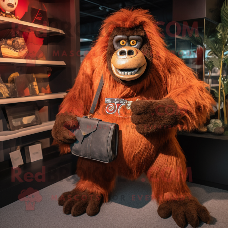Rust Gorilla mascot costume character dressed with a Jeggings and Wallets Rust Gorilla mascot costume character dressed with a Jeggings and Wallets