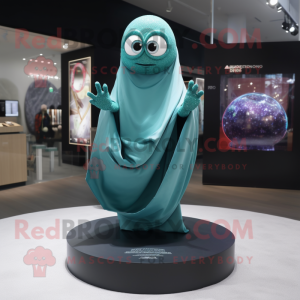 Teal Engagement Ring mascot costume character dressed with a Bodysuit and Shawls