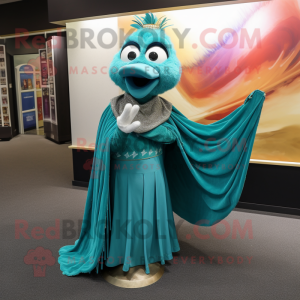 Teal Engagement Ring mascot costume character dressed with a Bodysuit and Shawls