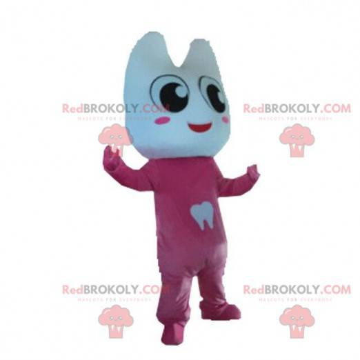 Giant tooth costume mascot dressed in pink. Tooth suit -