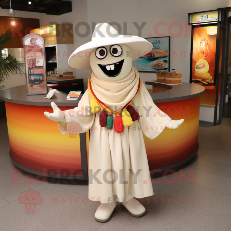 Cream Fajitas mascot costume character dressed with a Culottes and Keychains Cream Fajitas mascot costume character dressed with a Culottes and Keychains