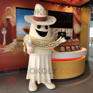 Cream Fajitas mascot costume character dressed with a Culottes and Keychains