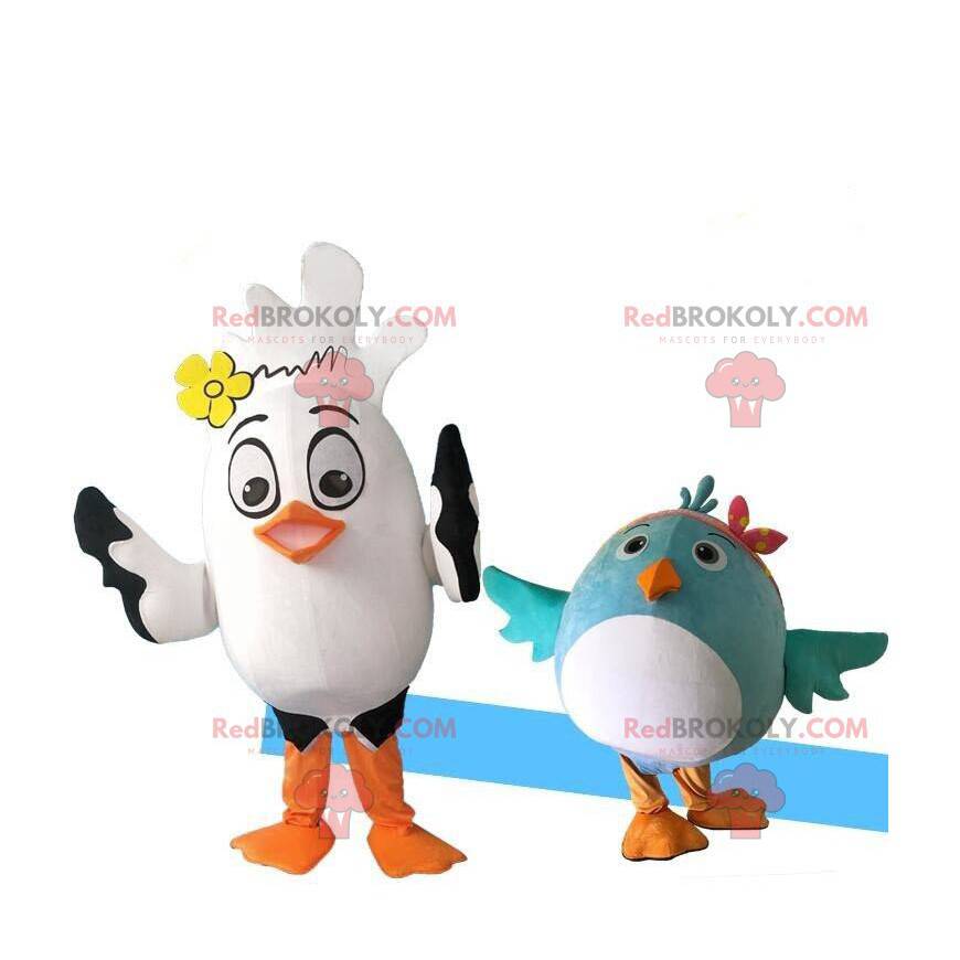 2 mascottes costumes d'oiseaux. Déguisements oiseaux -