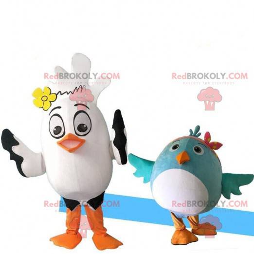2 mascottes costumes d'oiseaux. Déguisements oiseaux -