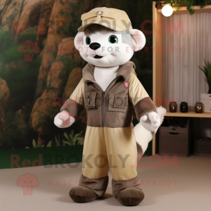 Cream Marten maskot kostume...