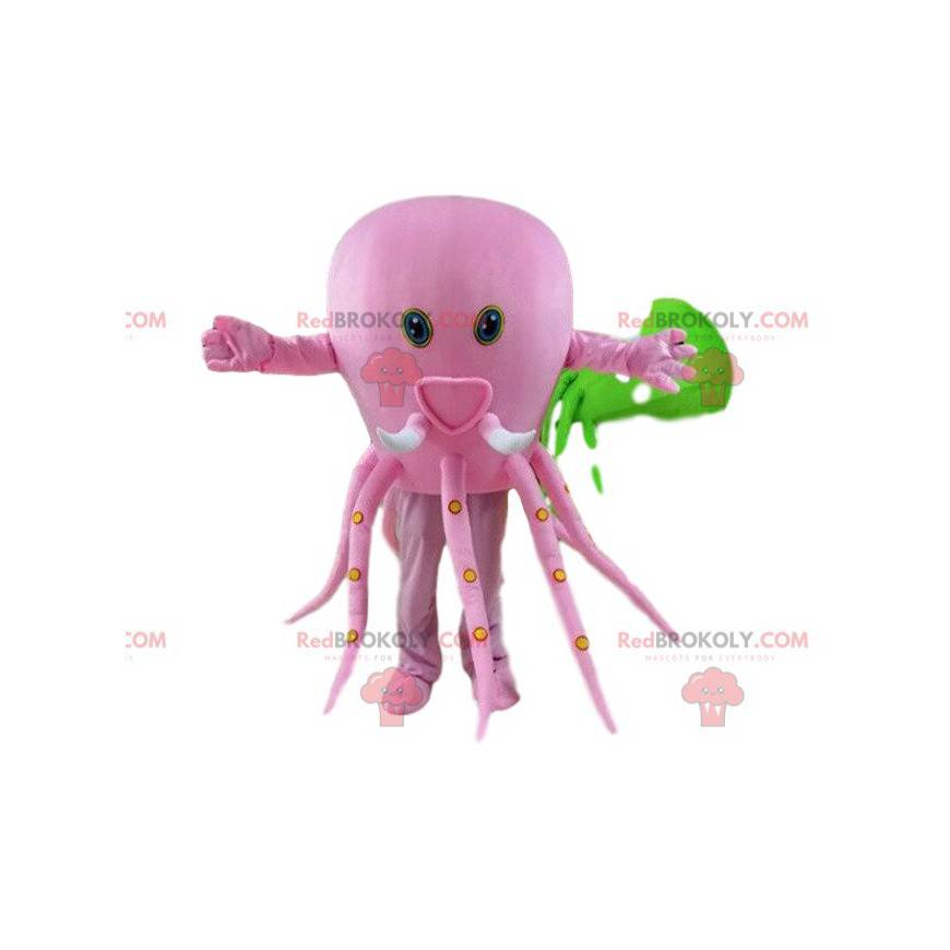 Mascote da fantasia de polvo rosa. Traje cosplay de polvo -