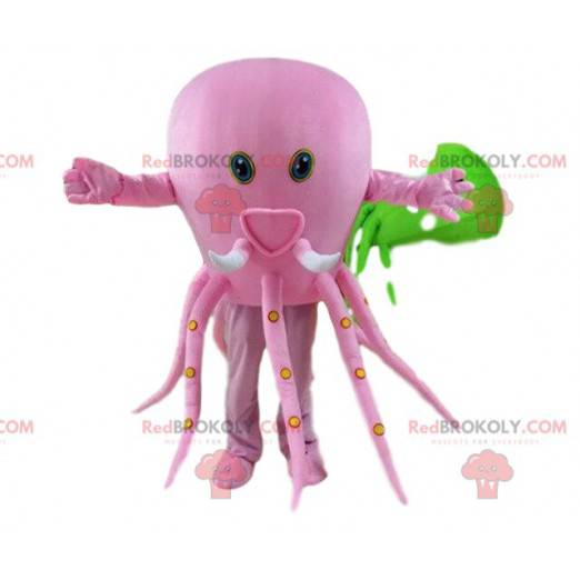 Mascota de disfraz de pulpo rosa. Disfraz de cosplay de pulpo -