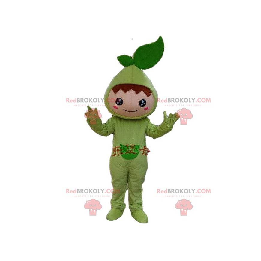 Mascote do disfarce de folha verde. Fantasia de folha verde -