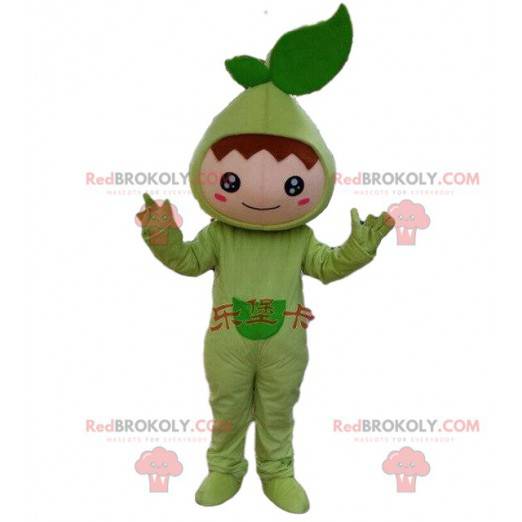 Mascotte travestimento foglia verde. Costume foglia verde -