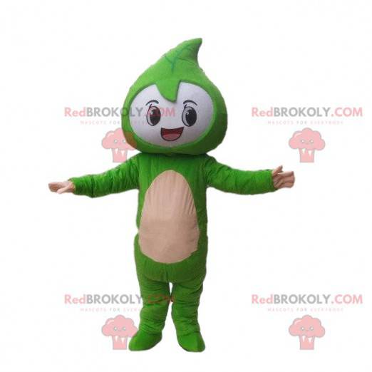 Mascote do traje do personagem verde. Mascote de folha verde -