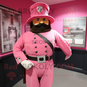 Pink Civil War Soldier mascot costume character dressed with a Baseball Tee and Shawl pins