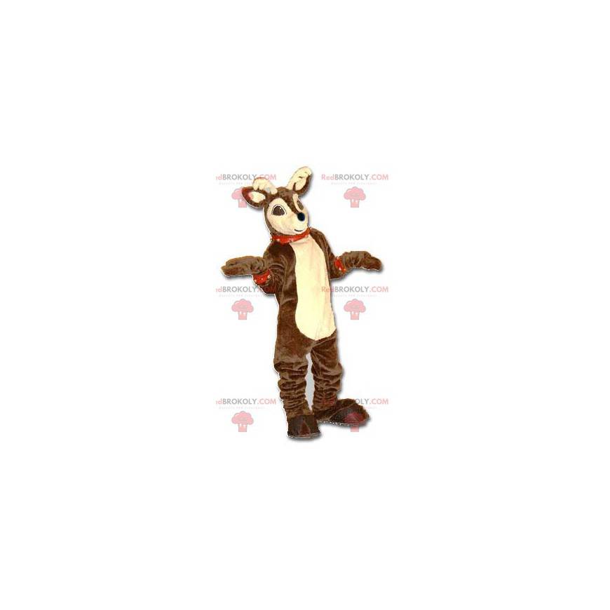 Mascotte de renne de Noël marron et beige - Redbrokoly.com