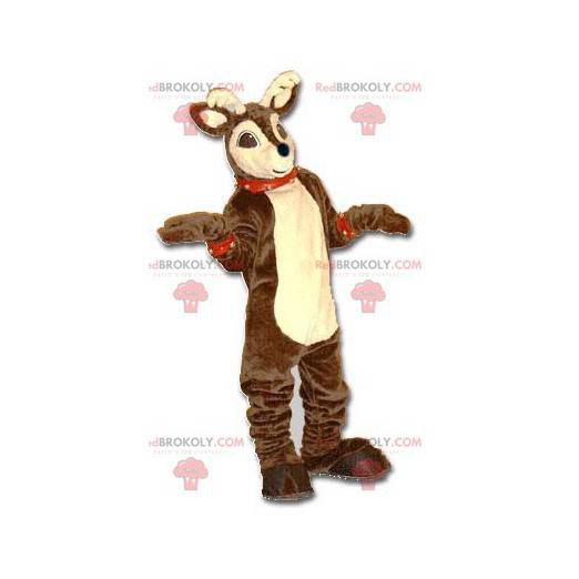 Bruin en beige kerst rendier mascotte - Redbrokoly.com