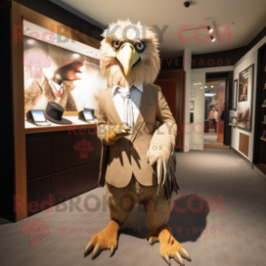 Tan Haast'S Eagle mascot costume character dressed with a Suit and Ties