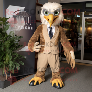 Tan Haast'S Eagle mascot costume character dressed with a Suit and Ties