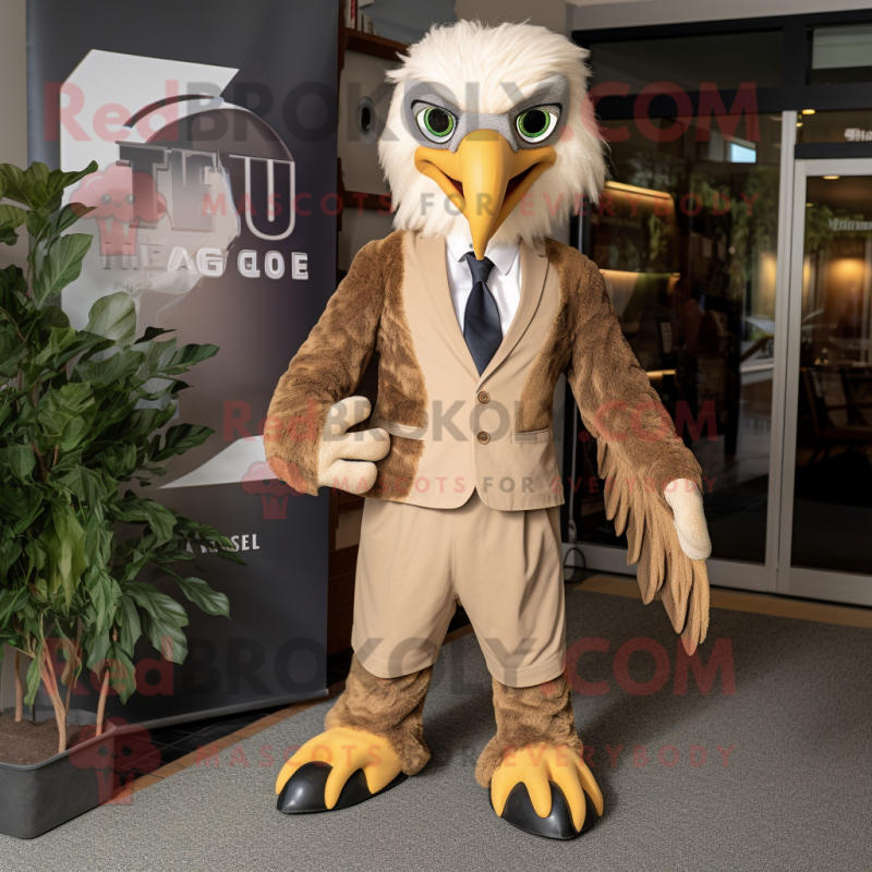 Tan Haast'S Eagle mascot costume character dressed with a Suit and Ties Tan Haast'S Eagle mascot costume character dressed with a Suit and Ties