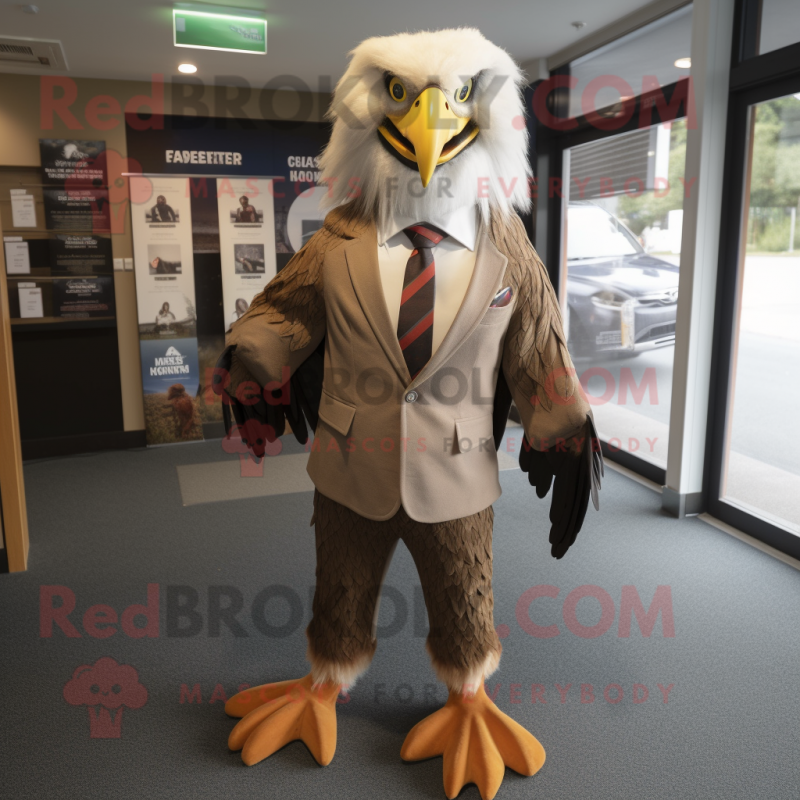 Tan Haast'S Eagle mascot costume character dressed with a Suit and Ties