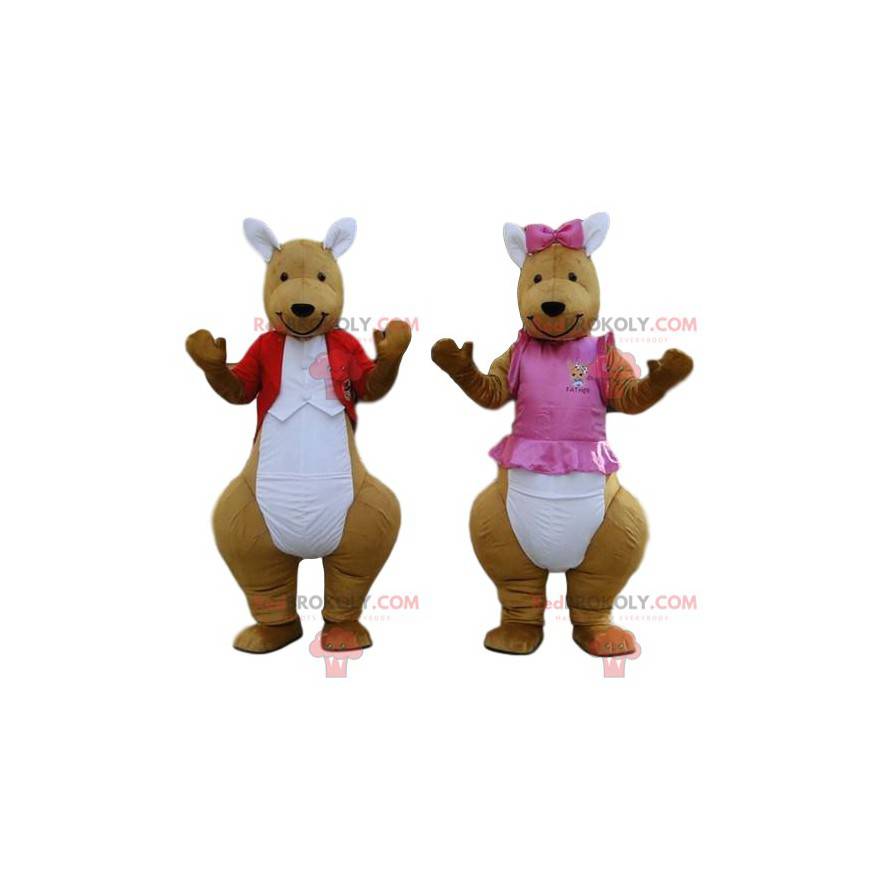 2 kangoeroe-mascottes. Kangoeroe paar kostuums. Set van 2 -
