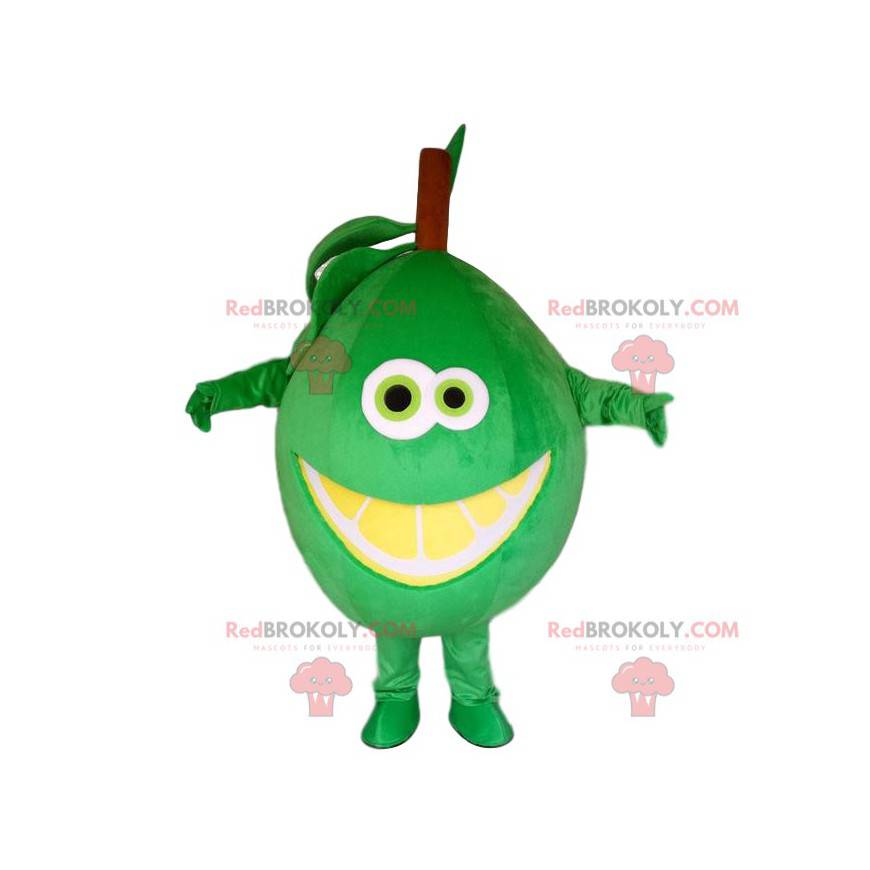 Giant lime costume mascot. Smiling lemon costume -