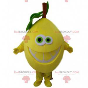 Giant yellow lemon costume mascot. Smiling lemon costume -