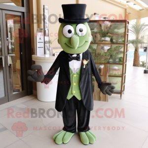 Olive Candy mascot costume character dressed with a Tuxedo and Scarf clips