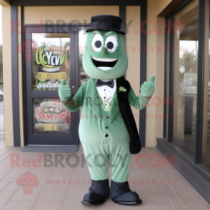 Olive Candy mascot costume character dressed with a Tuxedo and Scarf clips