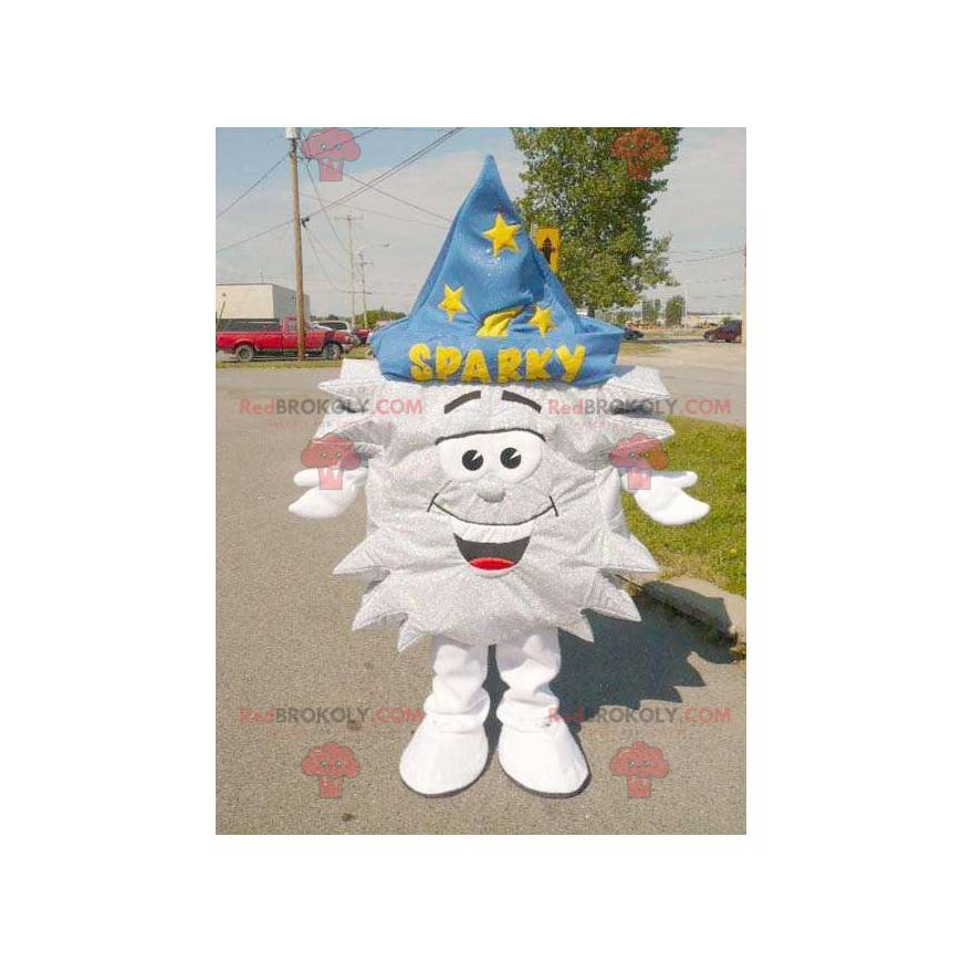 Silver star mascot with a magician's hat - Redbrokoly.com