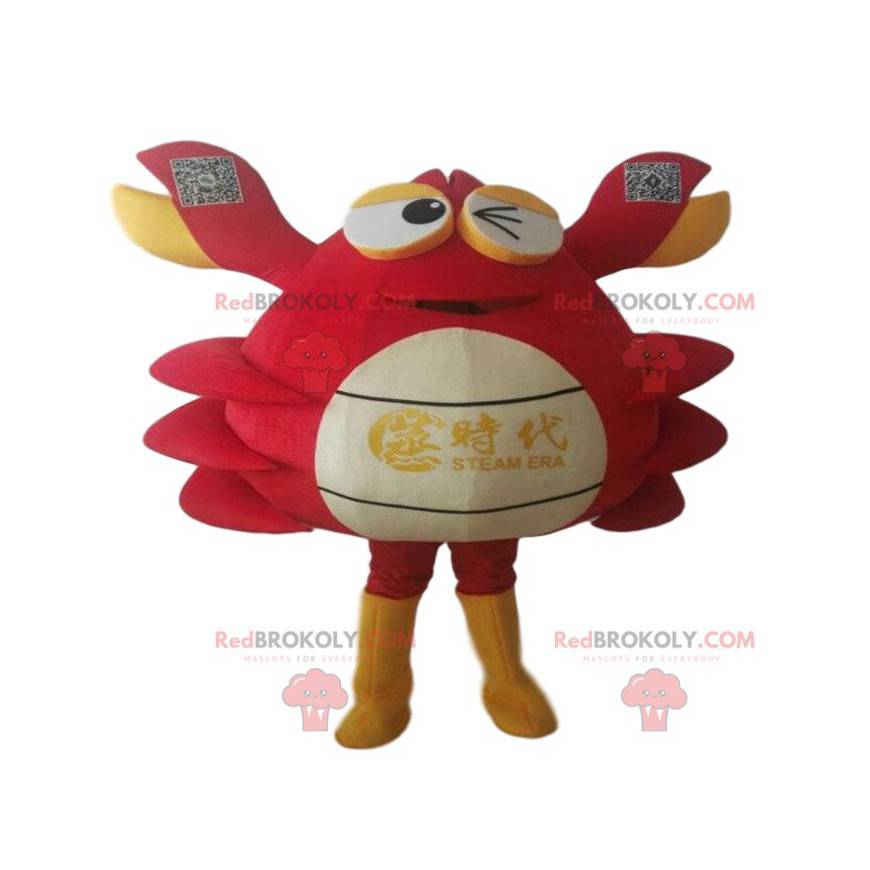 Rød, hvid og gul krabbemaskot. Kage kostume - Redbrokoly.com