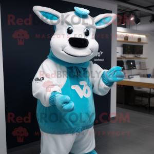 Cyan Cow mascotte kostuum...