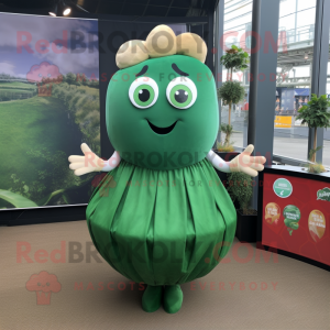 Forest Green Oyster mascot costume character dressed with a Midi Dress and Foot pads