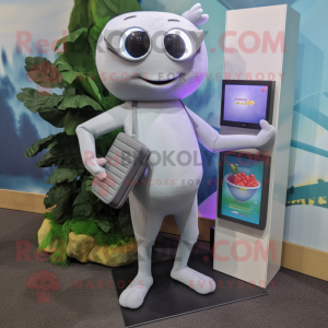 Silver Aglet mascot costume character dressed with a Bikini and Wallets