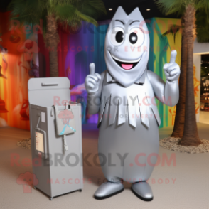 Silver Aglet mascot costume character dressed with a Bikini and Wallets