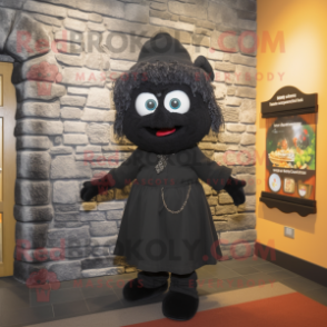 Black Irish Castle mascot costume character dressed with a Culottes and Headbands