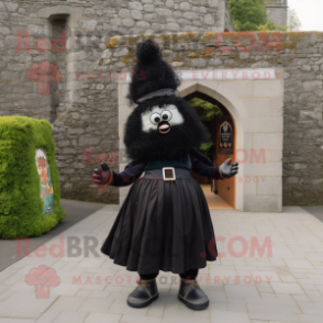 Black Irish Castle mascot costume character dressed with a Culottes and Headbands