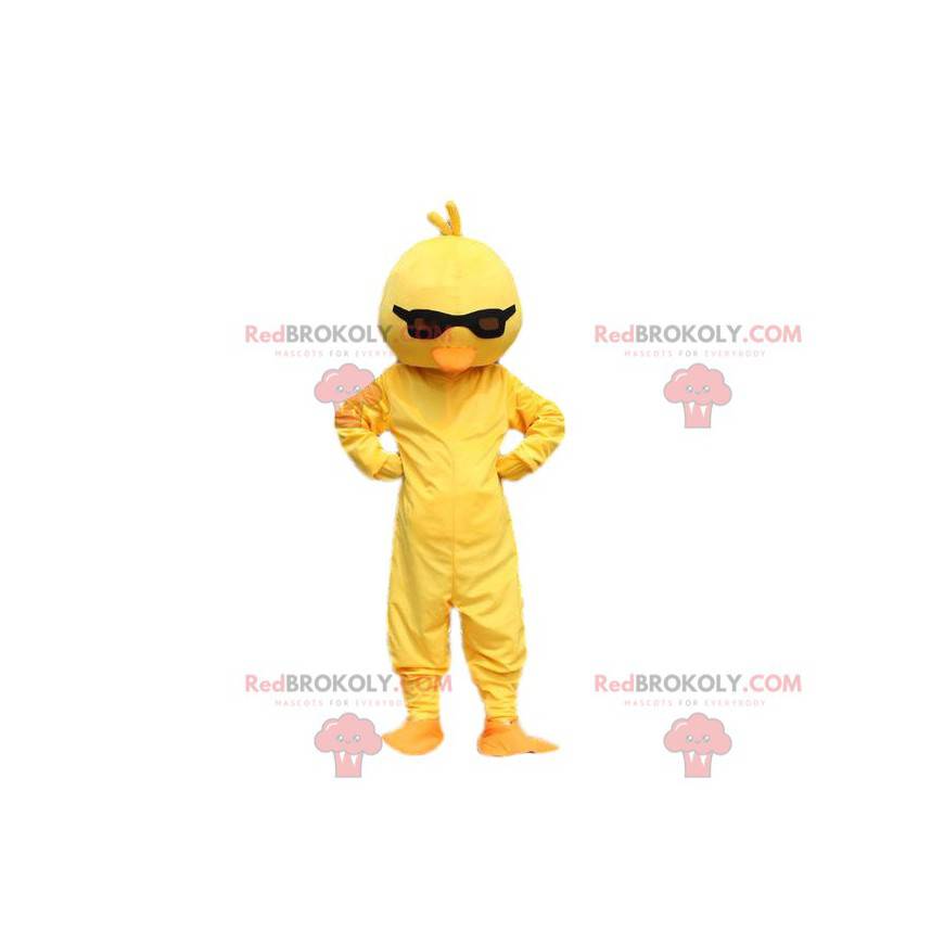 Canary mascot with dark glasses. Chick costume - Redbrokoly.com