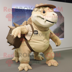 Beige Ankylosaurus maskot...