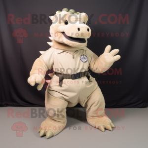 Beige Ankylosaurus maskot...