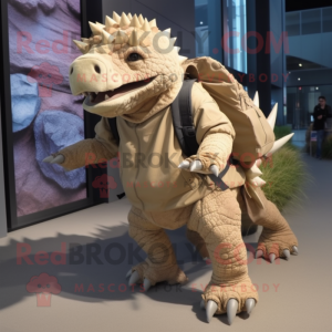 Beige Ankylosaurus maskot...