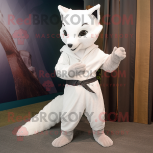 White Marten mascot costume character dressed with a Capri Pants and Wraps