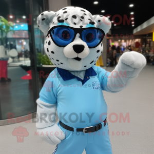 Sky Blue Cheetah maskot...