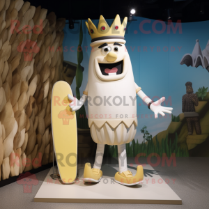 Cream King mascot costume character dressed with a Board Shorts and Gloves