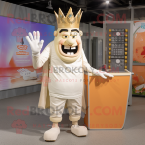 Cream King mascot costume character dressed with a Board Shorts and Gloves