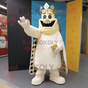 Cream King mascot costume character dressed with a Board Shorts and Gloves