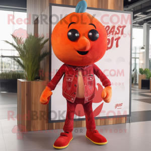Rust Raspberry mascot costume character dressed with a Flare Jeans and Cufflinks